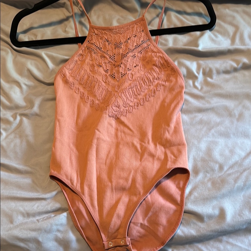 Free People Pink Lace Bodysuit